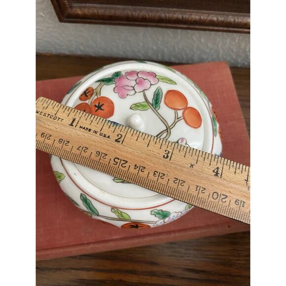 Vintage Japanese Porcelain Lidded Jar Tomato Trinket Box Japanese Jar - Picture 6 of 6